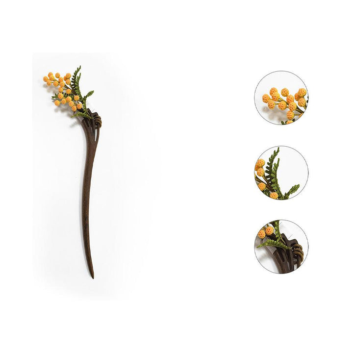Handmade Silk Osmanthus Hairpin | Micro-Crochet Floral Art - Eastern Gifts