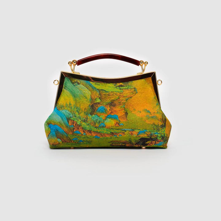 Chinese Art Landscape Handbag| Song Dynasty Art Clutch | Portable Golden Landscape Gallery - Eastern Gifts