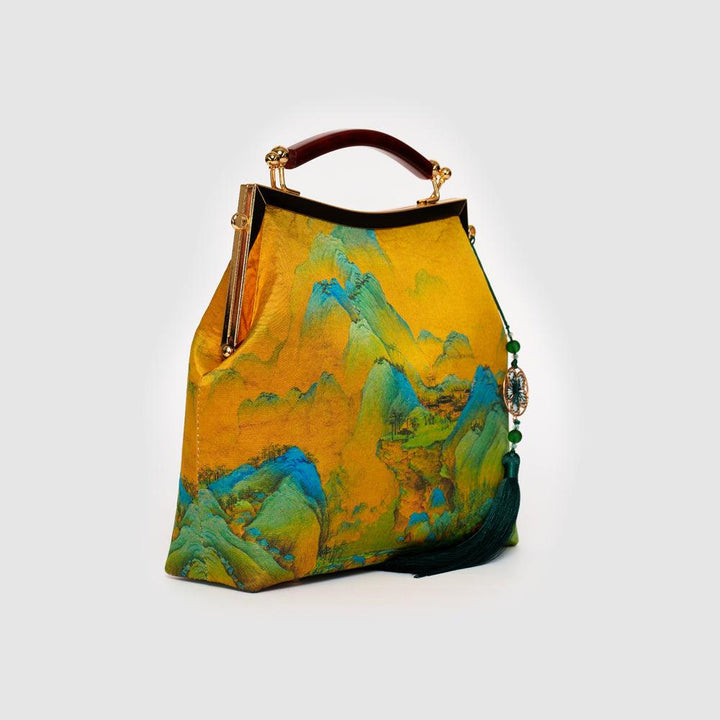 Faux Xiangyunsha Silk Handbag| Song Dynasty Art Tote | Faux Xiangyun Yarn Portable Gallery - Eastern Gifts