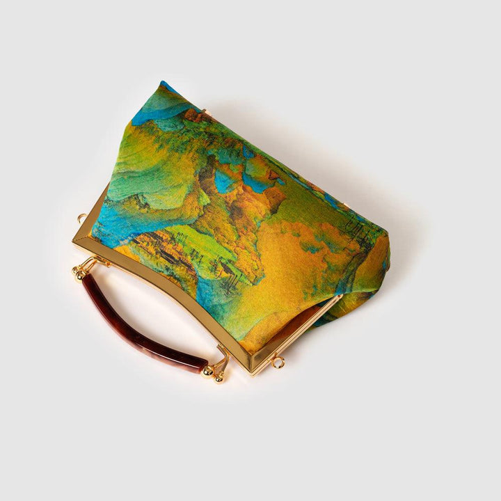 Chinese Art Landscape Handbag| Song Dynasty Art Clutch | Portable Golden Landscape Gallery - Eastern Gifts
