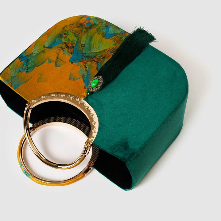 Wang Ximeng Art Handbag | Song Dynasty Landscape Velvet Purse | Wearable Museum Piece - Eastern Gifts