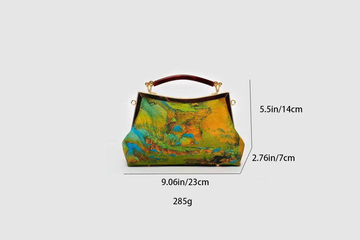 Chinese Art Landscape Handbag| Song Dynasty Art Clutch | Portable Golden Landscape Gallery - Eastern Gifts