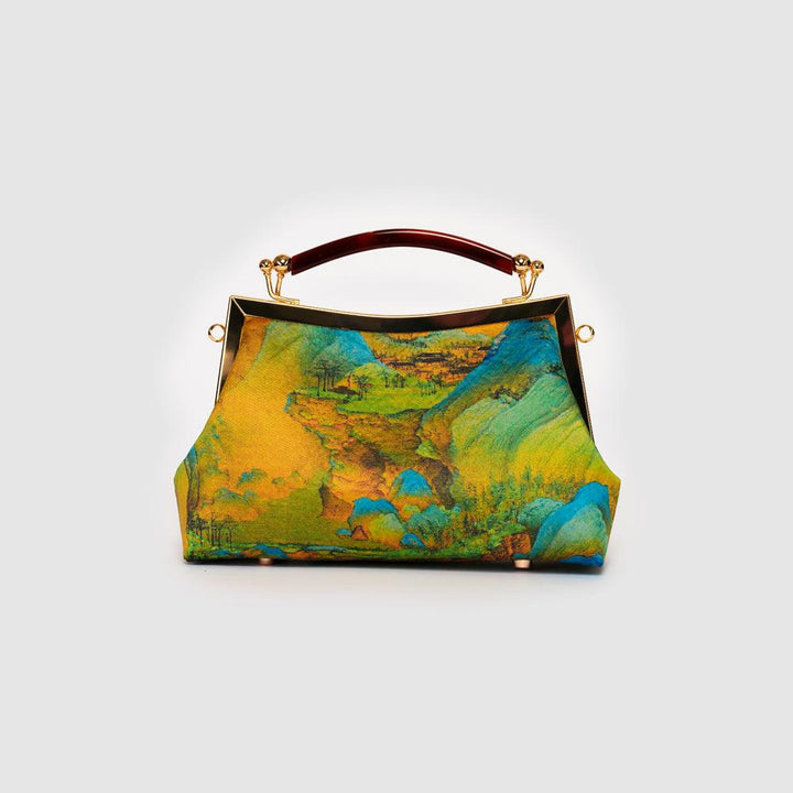 Chinese Art Landscape Handbag| Song Dynasty Art Clutch | Portable Golden Landscape Gallery - Eastern Gifts