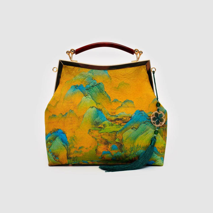 Faux Xiangyunsha Silk Handbag| Song Dynasty Art Tote | Faux Xiangyun Yarn Portable Gallery - Eastern Gifts