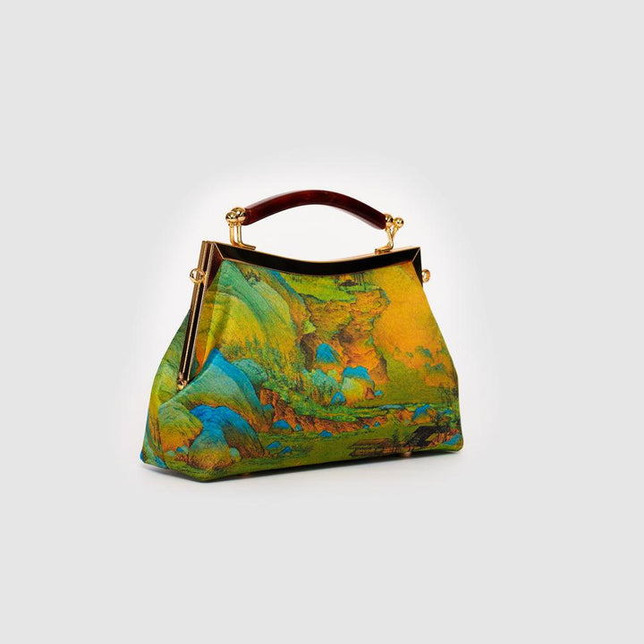 Chinese Art Landscape Handbag| Song Dynasty Art Clutch | Portable Golden Landscape Gallery - Eastern Gifts