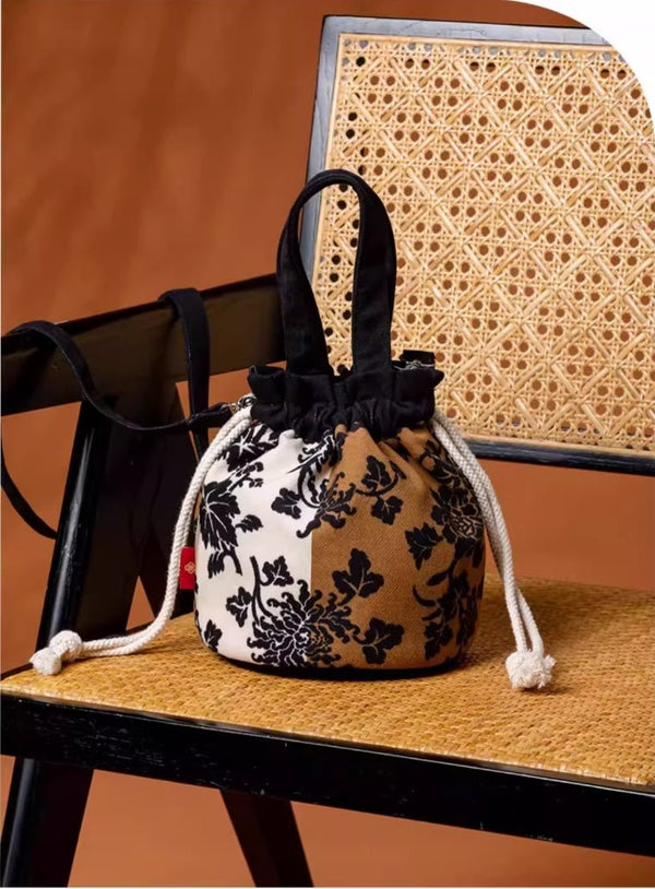 Amber Earth Tote - Transformative Drawstring Bucket Bag, Detachable Vegan Leather - Eastern Gifts