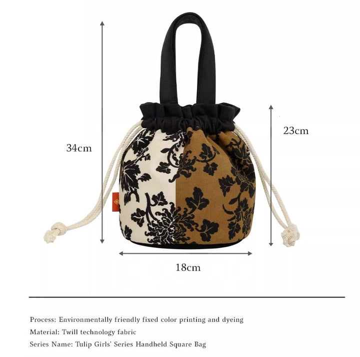 Amber Earth Tote - Transformative Drawstring Bucket Bag, Detachable Vegan Leather - Eastern Gifts
