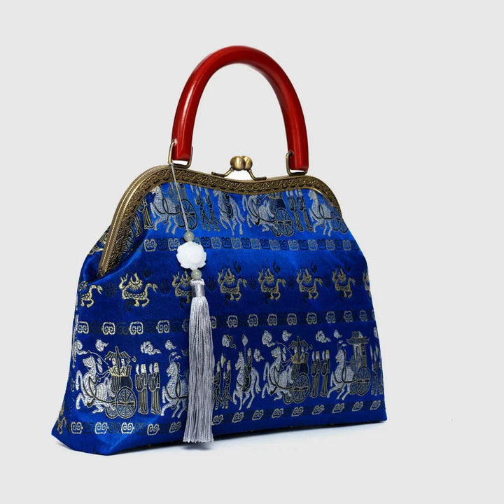 Light Luxury Chinese Style Embroidery Bags For Women-Wooden Handle - Eastern Gifts