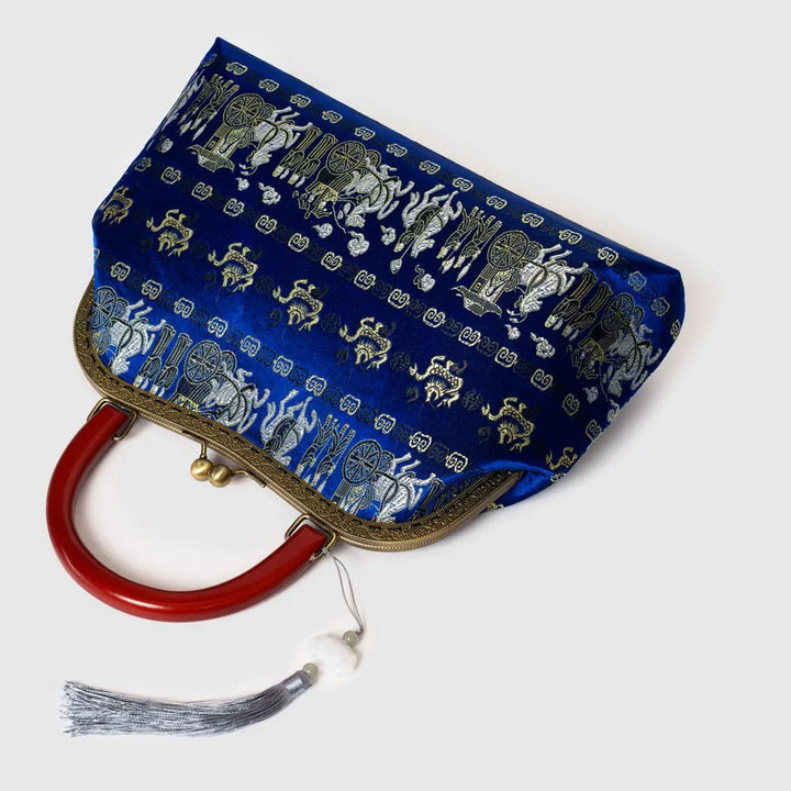 Light Luxury Chinese Style Embroidery Bags For Women-Wooden Handle - Eastern Gifts