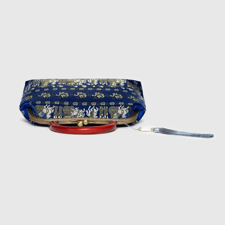 Light Luxury Chinese Style Embroidery Bags For Women-Wooden Handle - Eastern Gifts