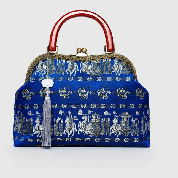 Light Luxury Chinese Style Embroidery Bags For Women-Wooden Handle - Eastern Gifts