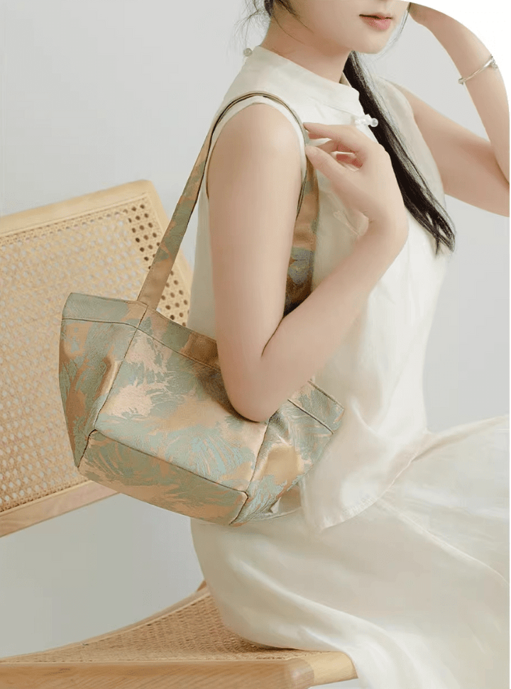 Square bucket bag-Transformative Jacquard Bucket Bag, Magnetic Wing Silhouette - Eastern Gifts