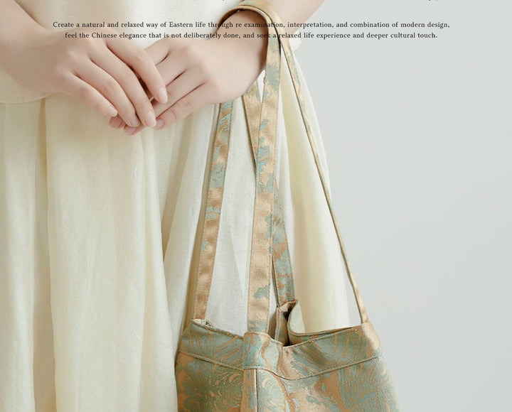 Square bucket bag-Transformative Jacquard Bucket Bag, Magnetic Wing Silhouette - Eastern Gifts