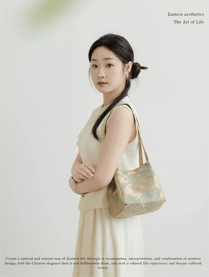 Square bucket bag-Transformative Jacquard Bucket Bag, Magnetic Wing Silhouette - Eastern Gifts