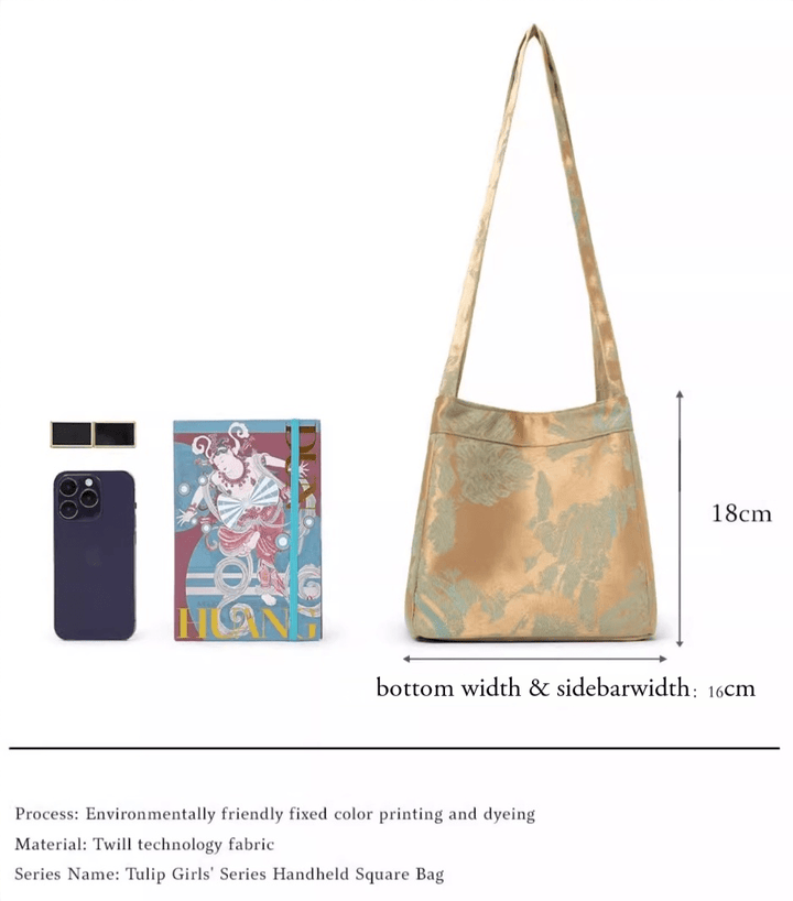 Square bucket bag-Transformative Jacquard Bucket Bag, Magnetic Wing Silhouette - Eastern Gifts