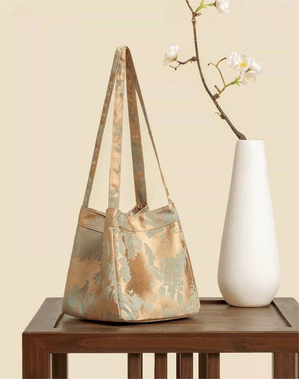 Square bucket bag-Transformative Jacquard Bucket Bag, Magnetic Wing Silhouette - Eastern Gifts