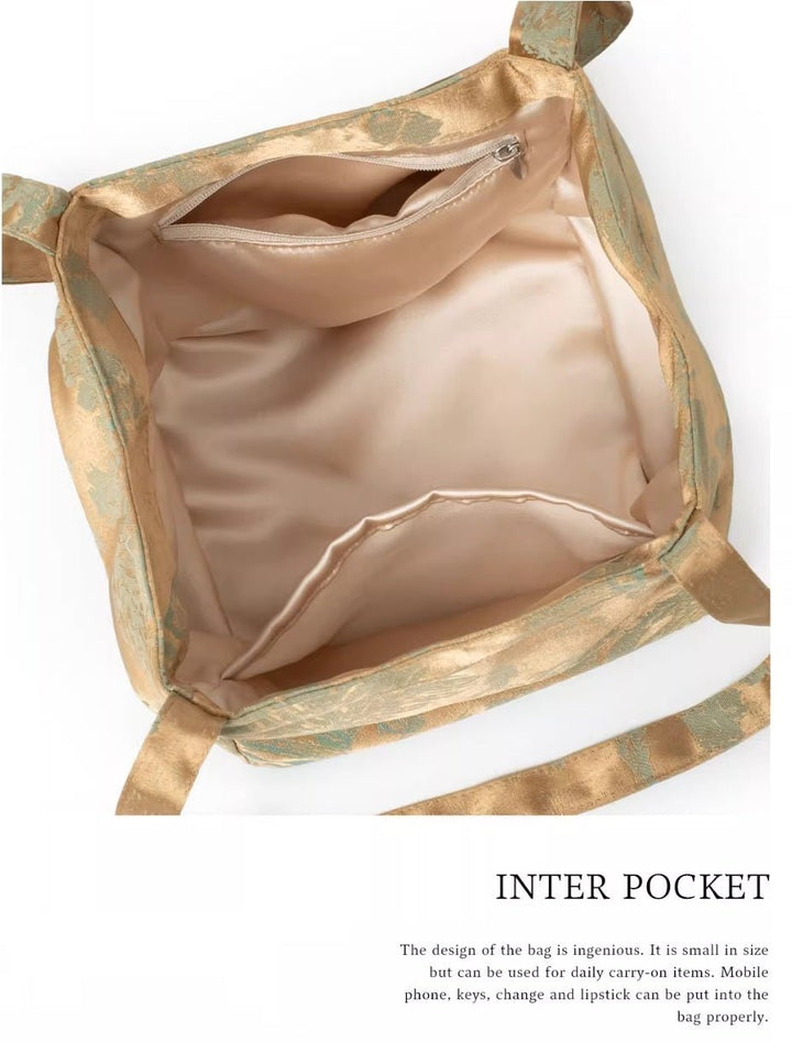 Square bucket bag-Transformative Jacquard Bucket Bag, Magnetic Wing Silhouette - Eastern Gifts