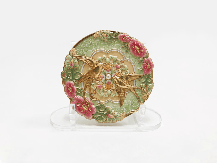 Xi'an Museum Handheld Skylark Mirror - Vintage Travel Makeup Mirror with Leather Case, HD Reflection - Eastern Gifts